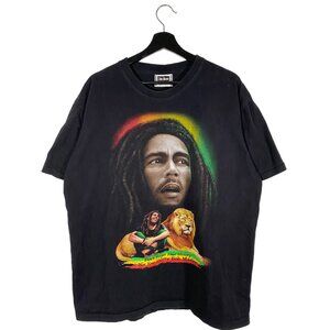 Vintage Y2K Bob Marley Double sided graphic tee black mens size XL